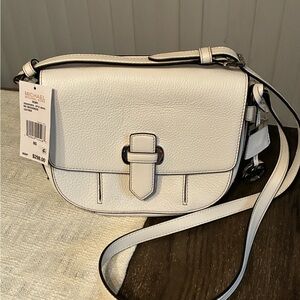 Michael Kors optic White medium pebble leather medium messenger Crossbody Bag